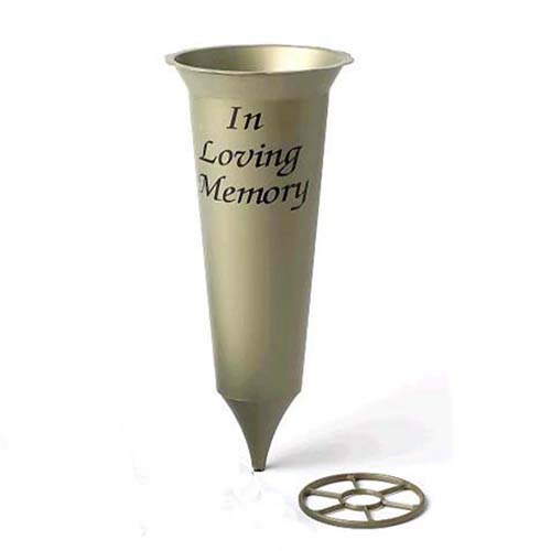 Gold Grave Vase Cone Spike - In Loving Memory